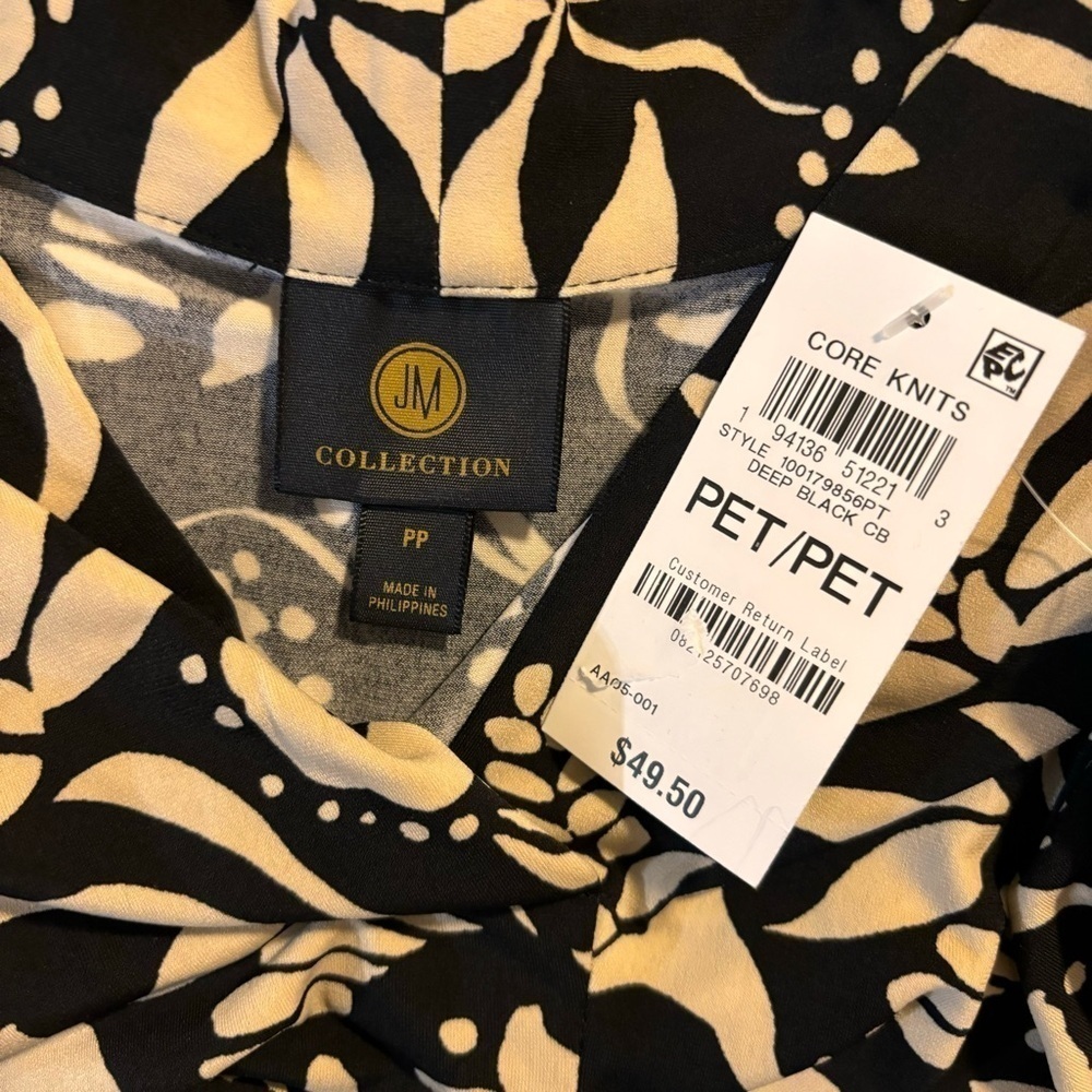 JM COLLECTION Petite Garden Wisp 3/4 Sleeve Stretchy Casual Top NWT - Picture 5 of 5